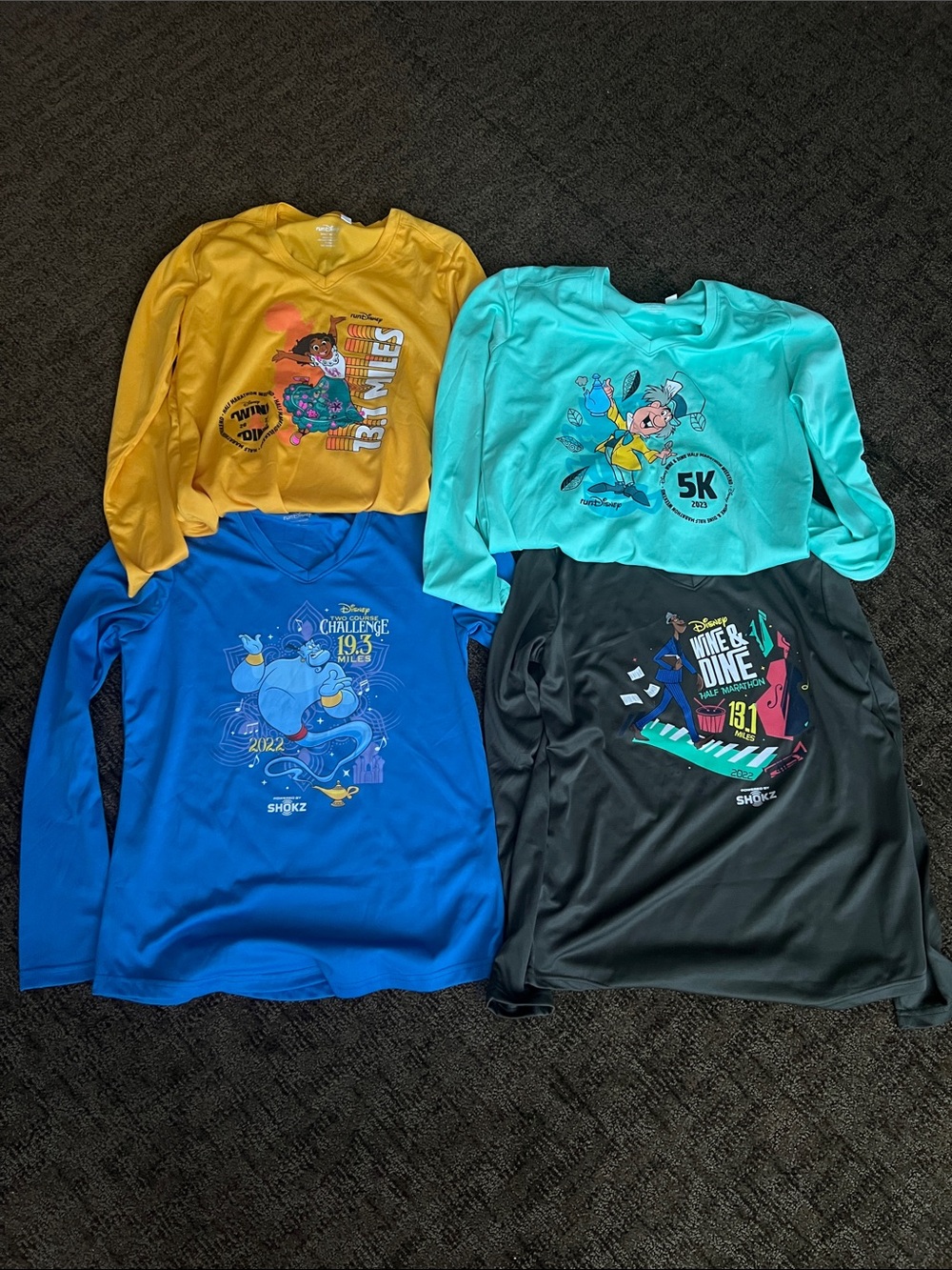 Colorful RunDisney Race Long Sleeve Tops 2022/2023 Wine & Dine Races